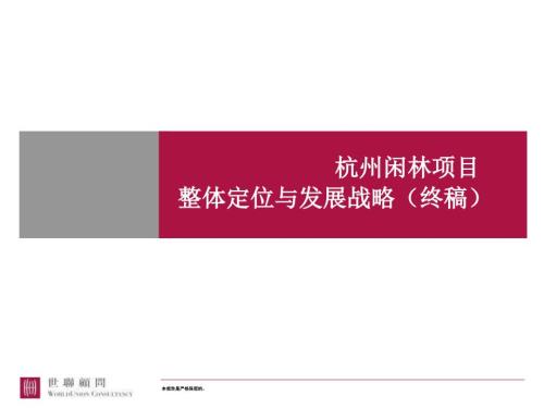 杭州闲林项目整体定位与发展战略终稿156PPT.ppt