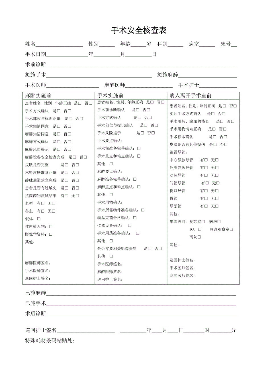 手术安全核查表已用.doc_第1页