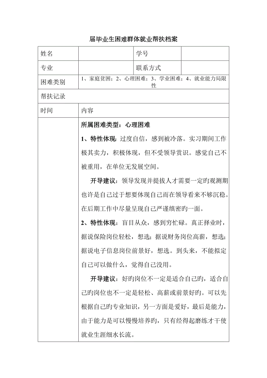 毕业生困难群体就业帮扶档案个人.doc_第1页