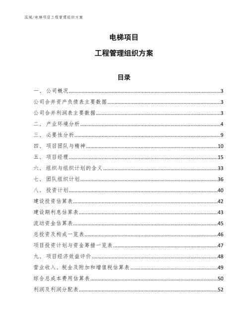 电梯项目工程管理组织方案范文.docx
