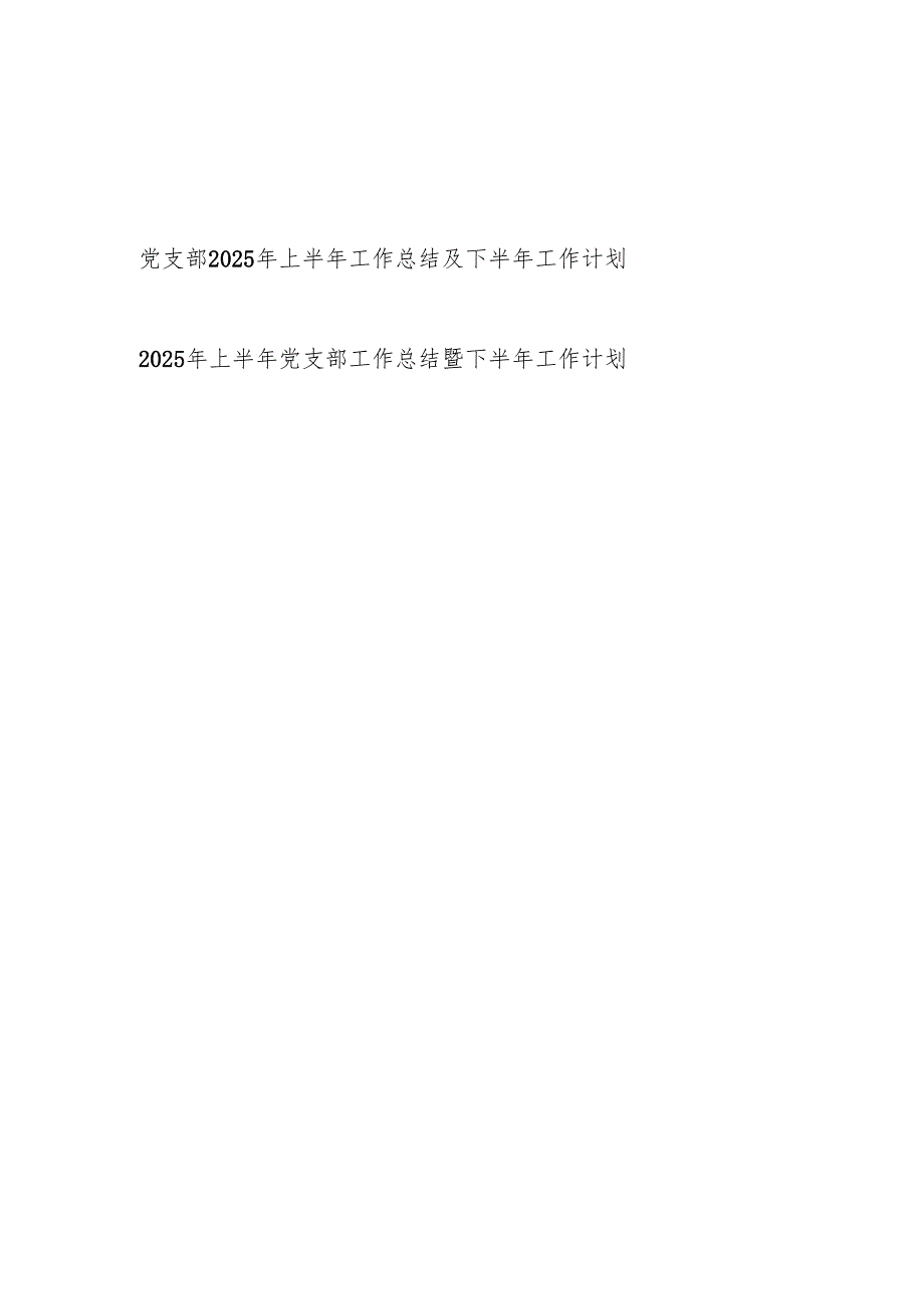 党支部2025年上半年工作总结及下半年工作计划2篇.docx_第1页