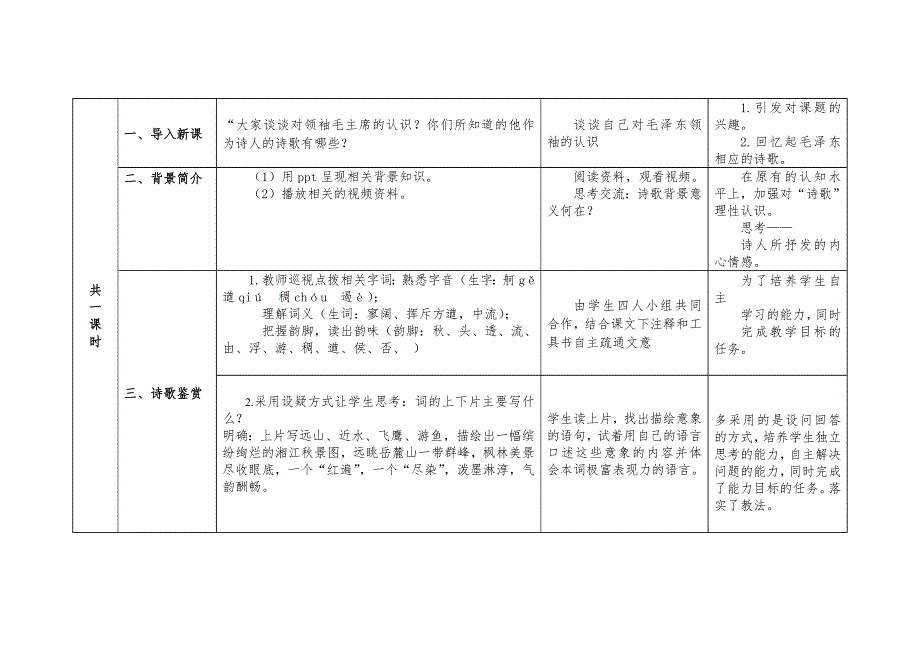 沁园长沙教学设计表格.doc_第2页