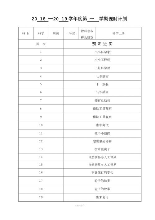 江苏凤凰教育出版社小学一年级上册科学精品.doc