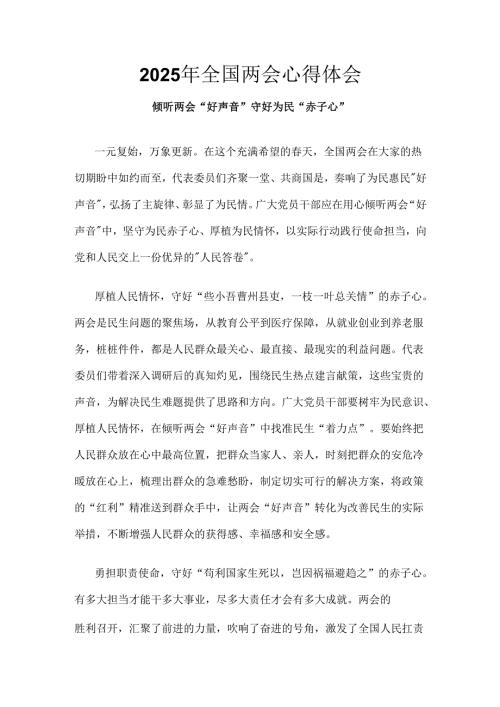2025年学习全国两会发言稿六篇合集.docx