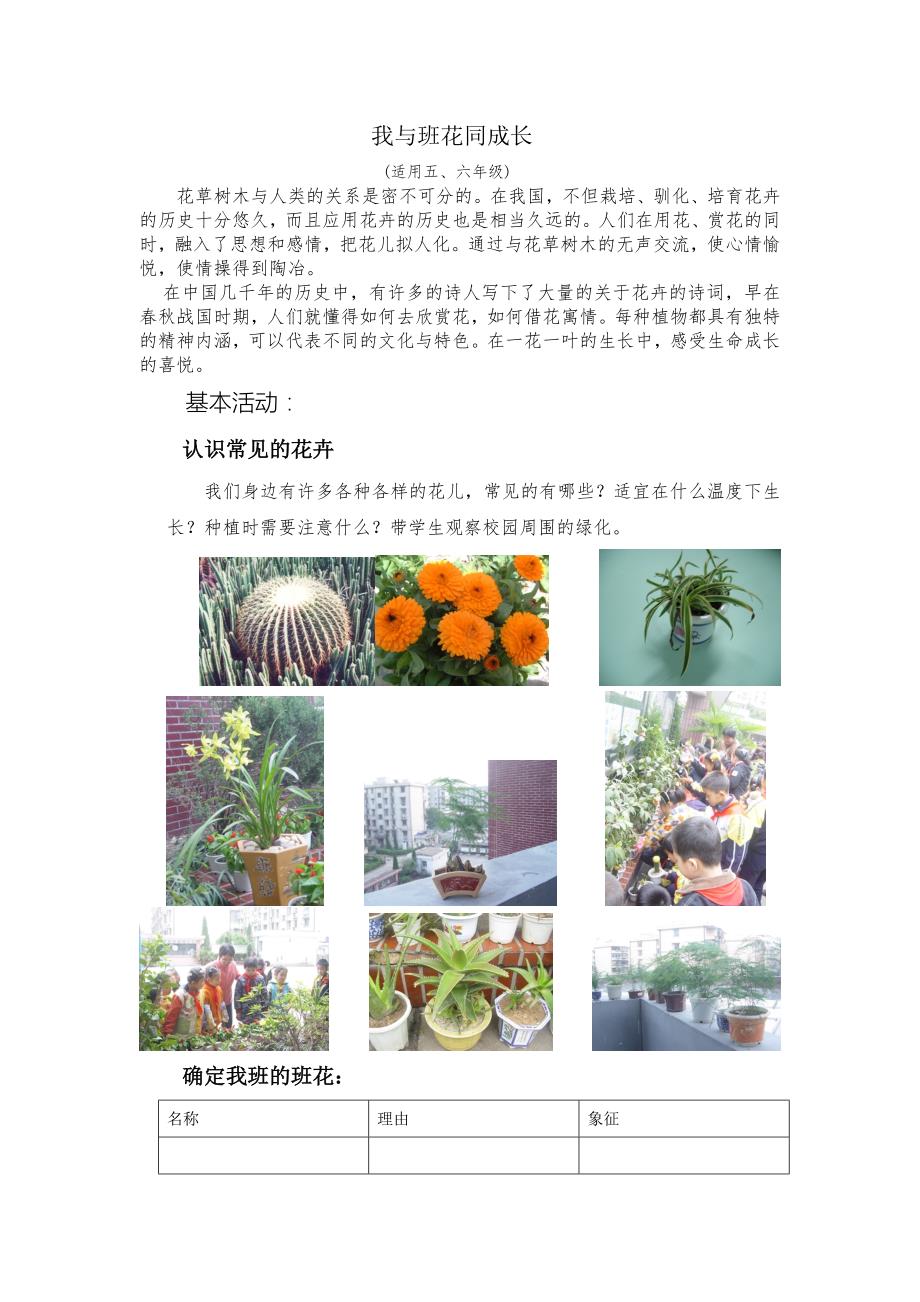 小学综合实践活动五年级我与班花同成长教学设计.doc_第1页
