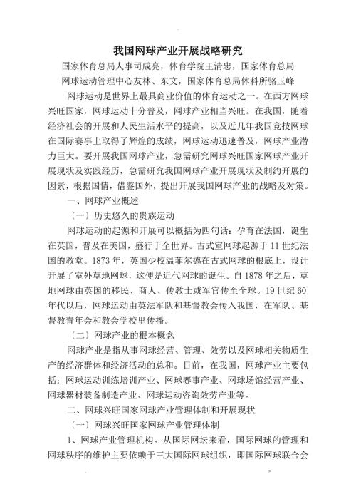 我国网球产业发展现状及对策研究报告.doc
