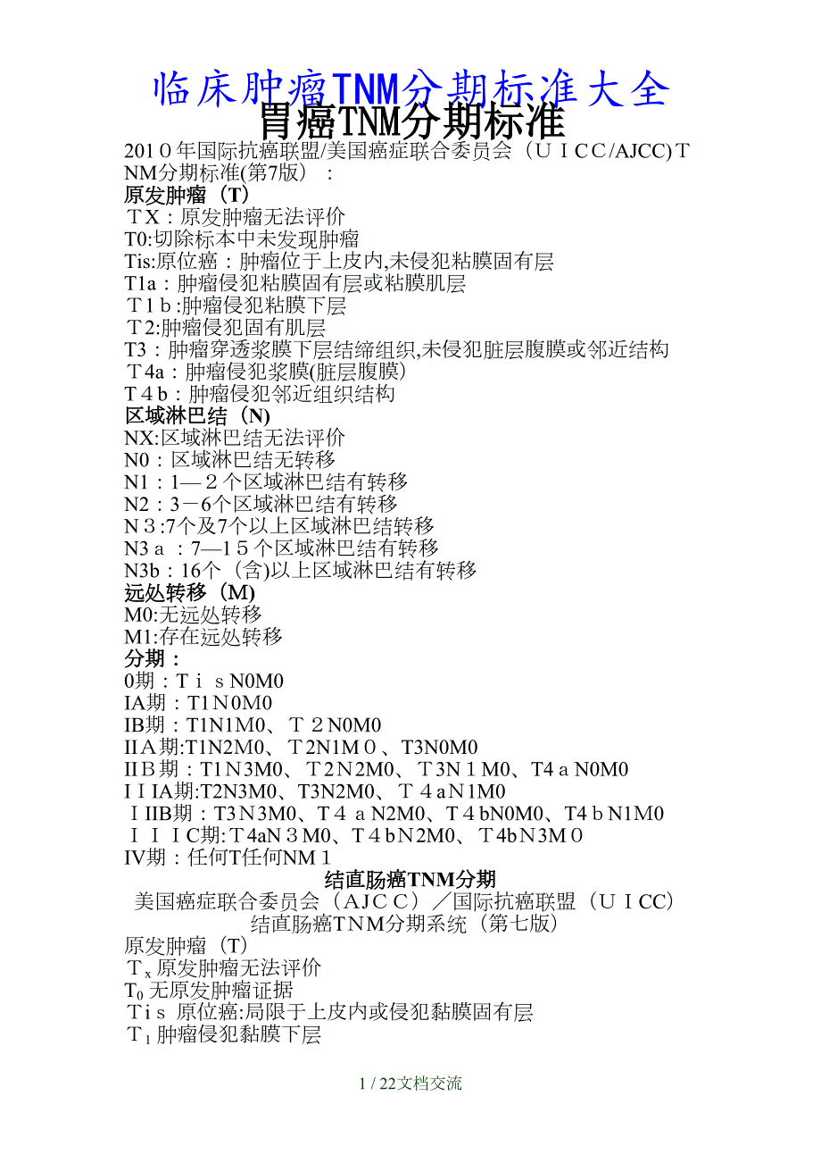 最新临床肿瘤TNM分期标准大全干货分享.doc_第1页