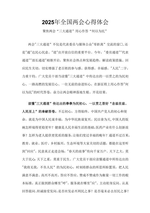 2025年学习全国两会精神发言稿可修改资料.docx