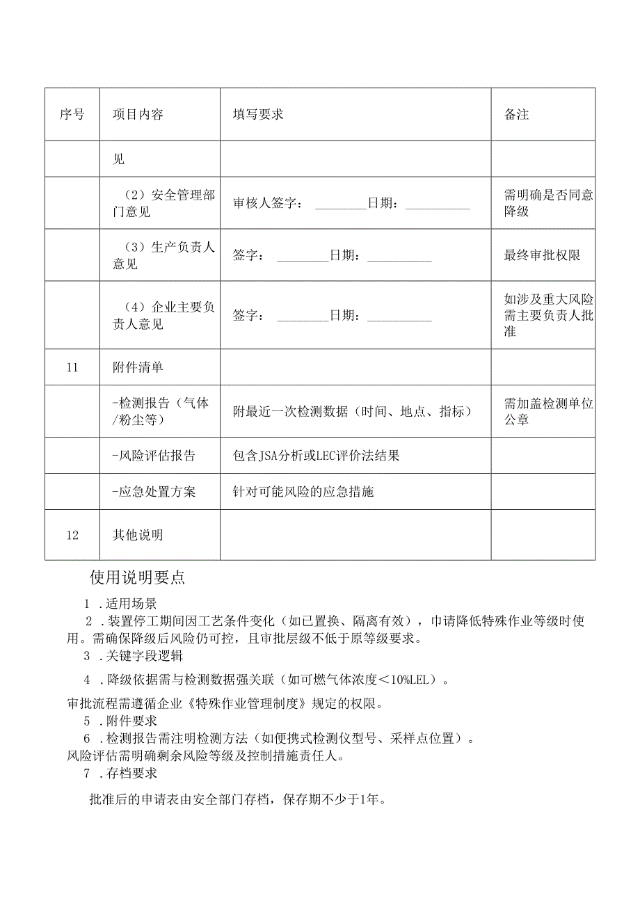 化工企业装置停工特殊作业降级申请表.docx_第2页