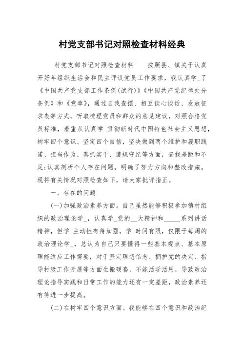 村党支部书记对照检查材料经典.docx