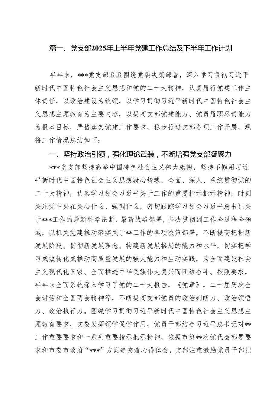 （10篇）党支部2025年上半年党建工作总结及下半年工作计划（精选）.docx_第2页
