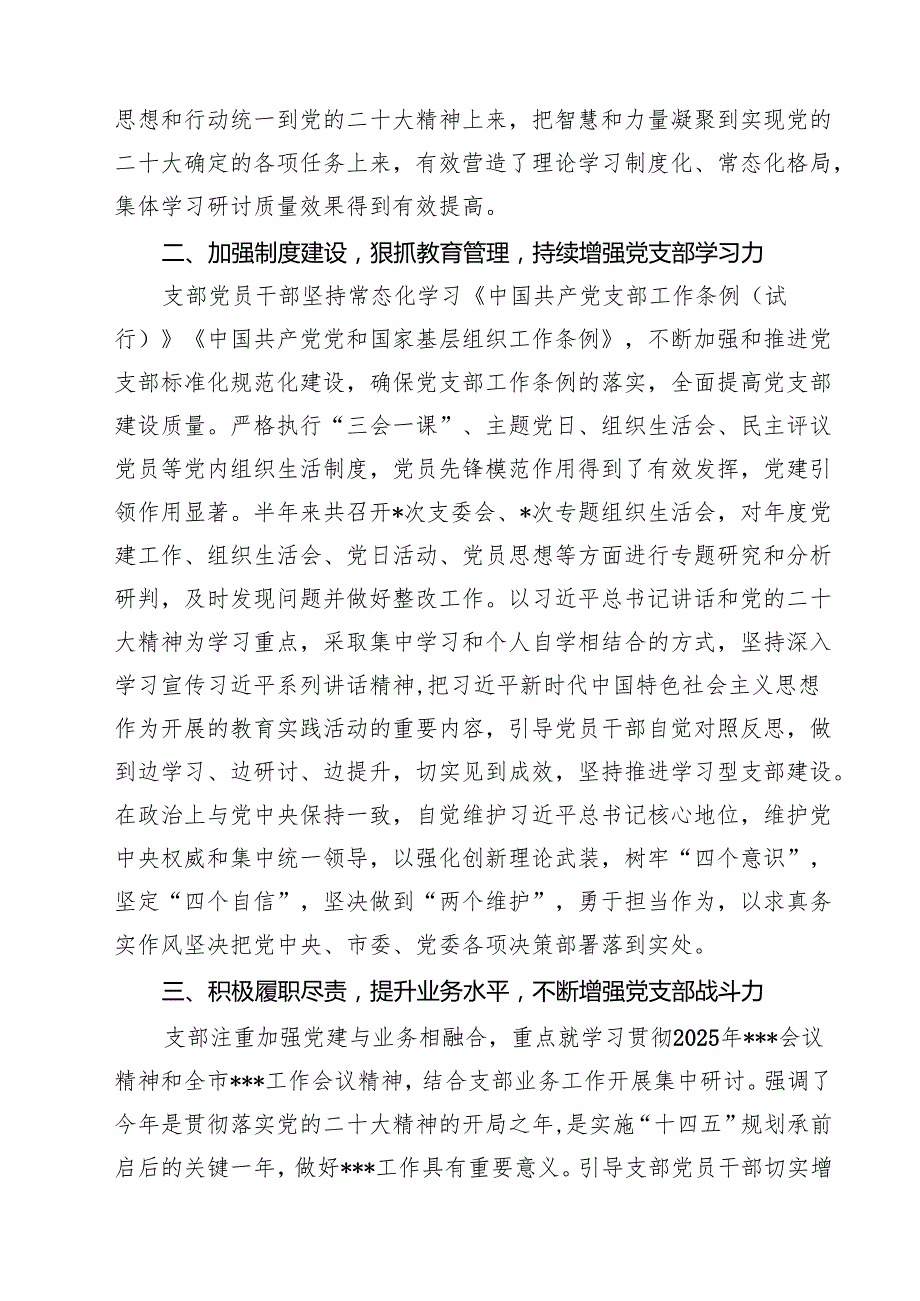 （10篇）党支部2025年上半年党建工作总结及下半年工作计划（精选）.docx_第3页