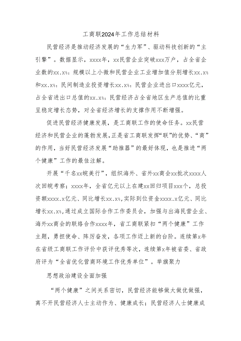 工商联2024年工作总结材料.docx_第1页