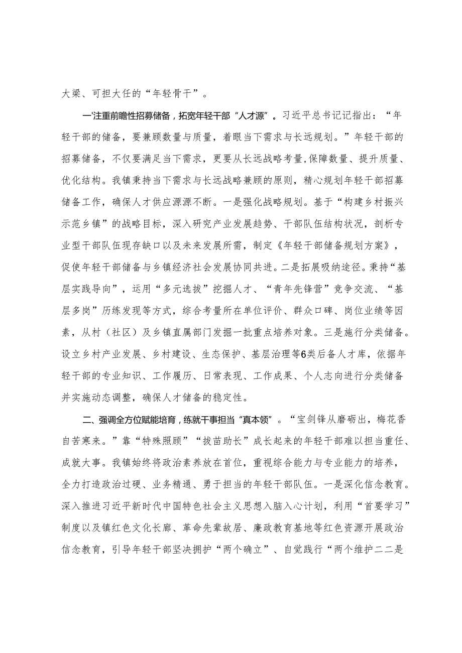 2025年乡镇流动党员管理工作经验材料+2025年乡镇年轻干部队伍建设经验交流.docx_第3页