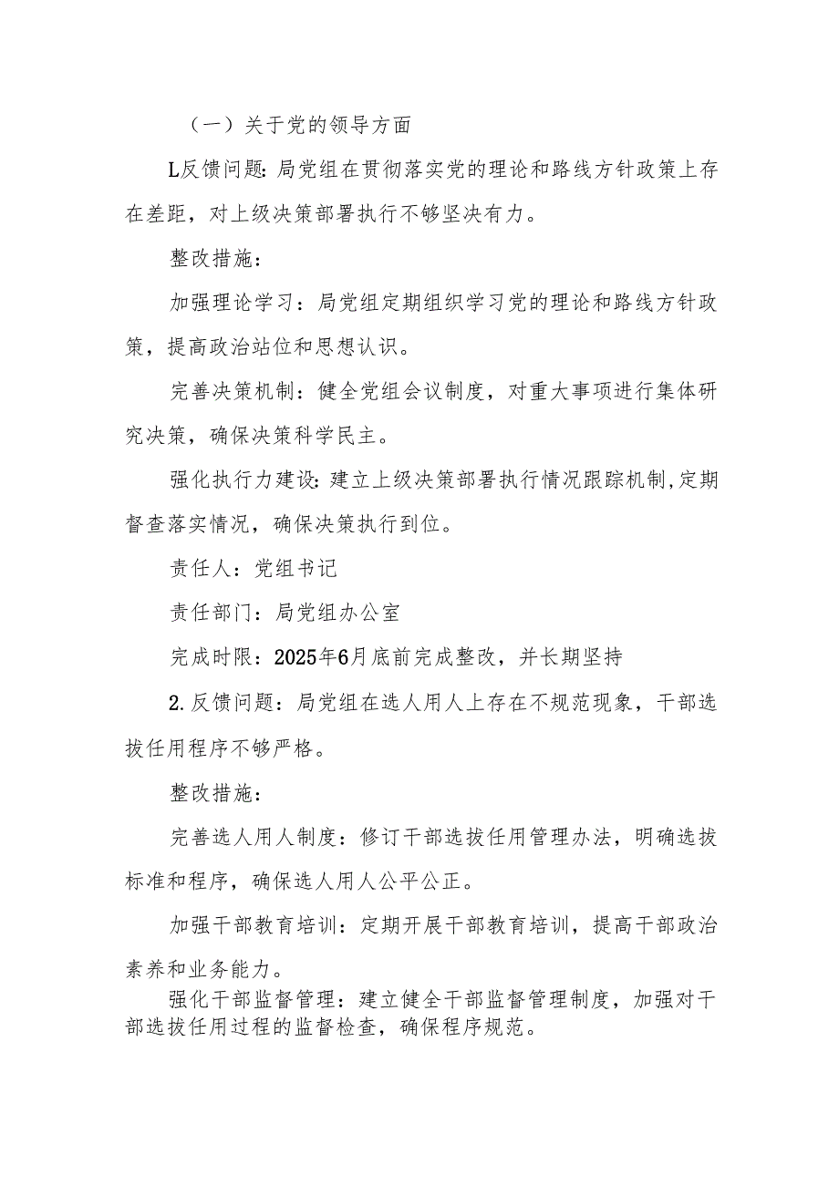 人力资源和社会保障部门2025年巡察反馈问题整改工作方案范文.docx_第2页