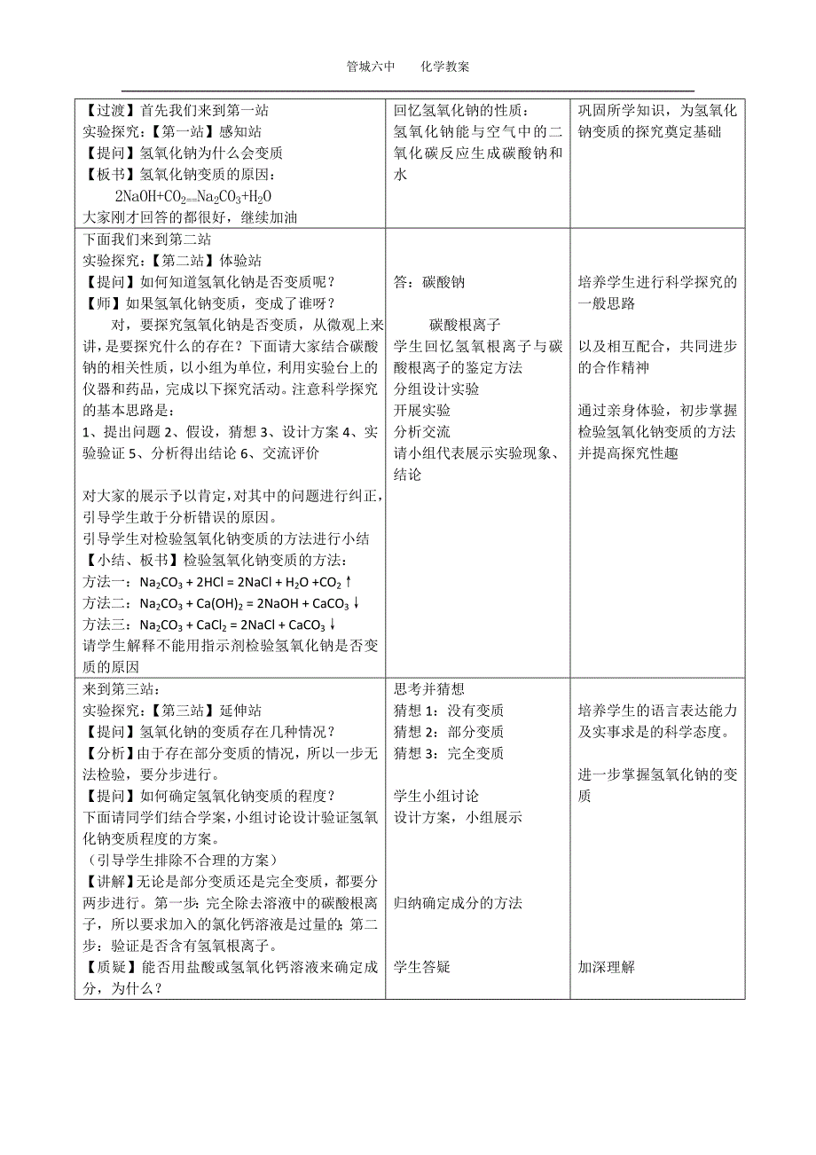 氢氧化钠变质的探究j教学设计公开课.doc_第2页
