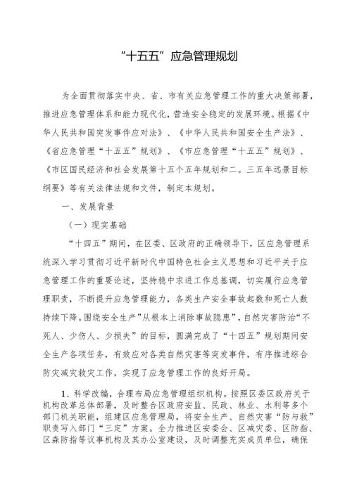 “十五五”应急管理规划(3).docx
