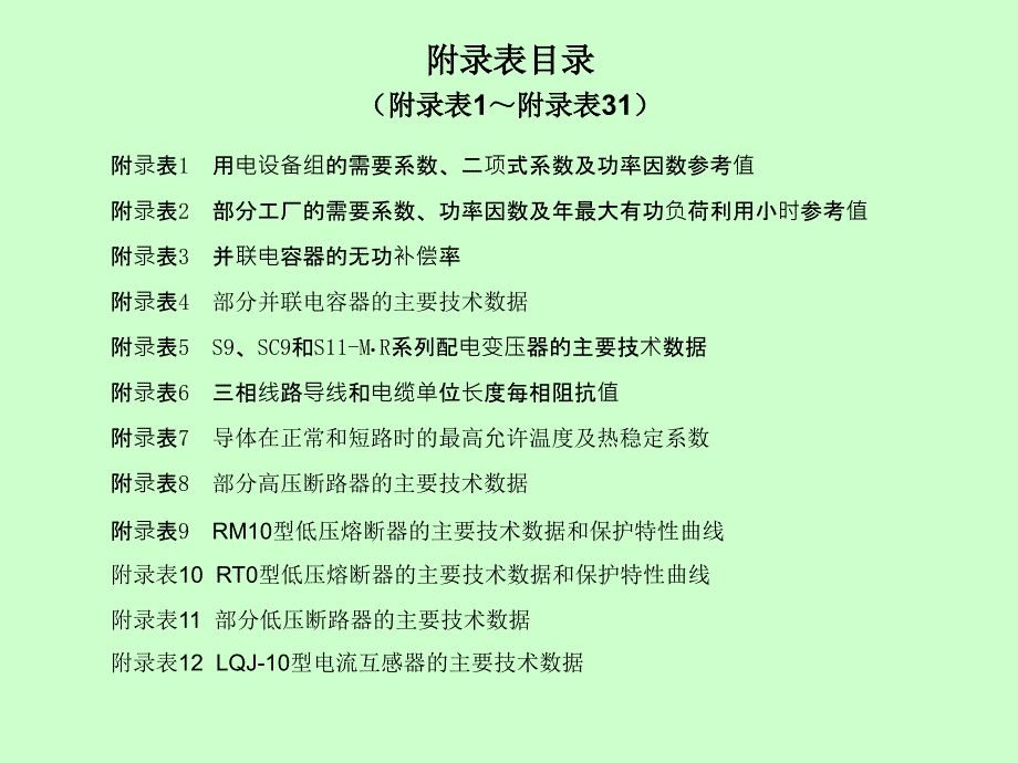 工厂供电附录表PPT课件.ppt_第1页