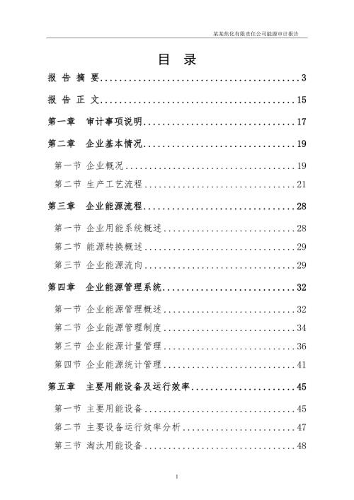 某焦化企业能源审计报告.doc
