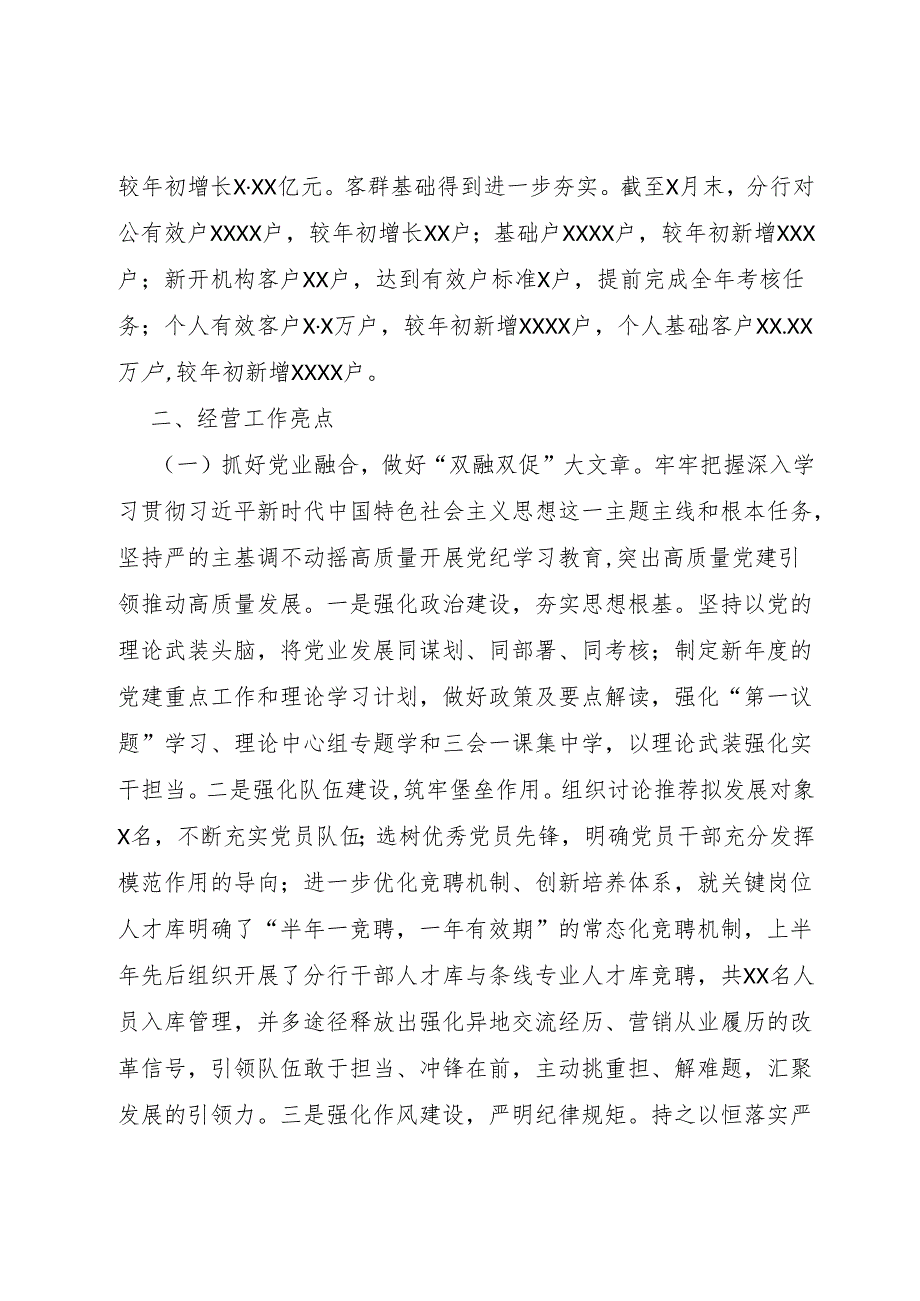 分行2025年上半年工作总结及下半年工作计划.docx_第2页