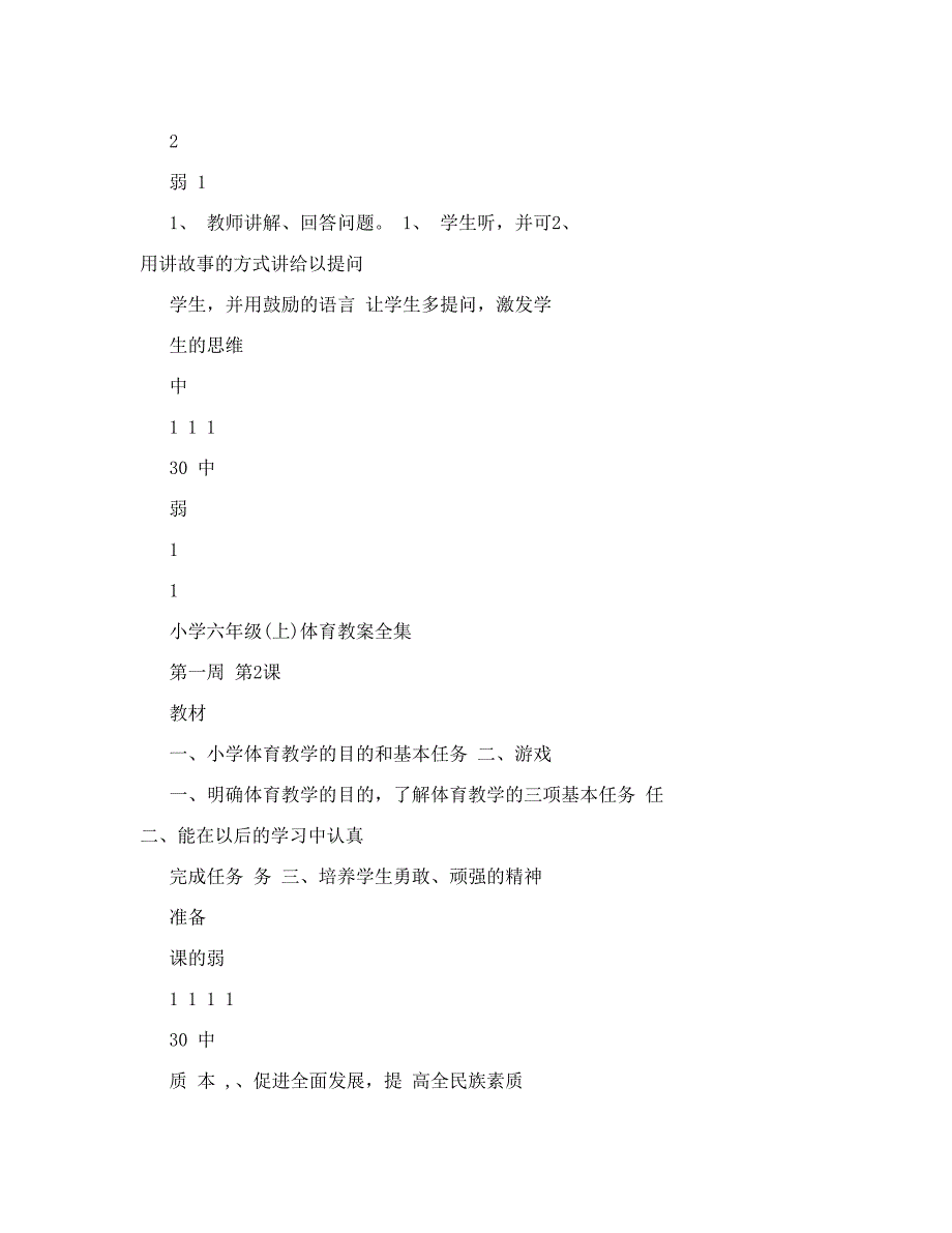 最新小学六年级上体育教案全集名师优秀教案.doc_第2页