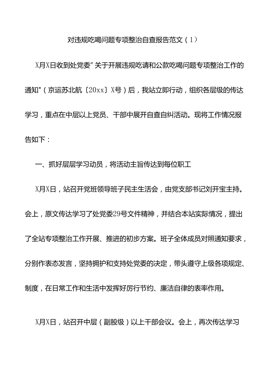 违规吃喝问题吃喝风红包风专项整治工作自查报告范文3篇.docx_第1页