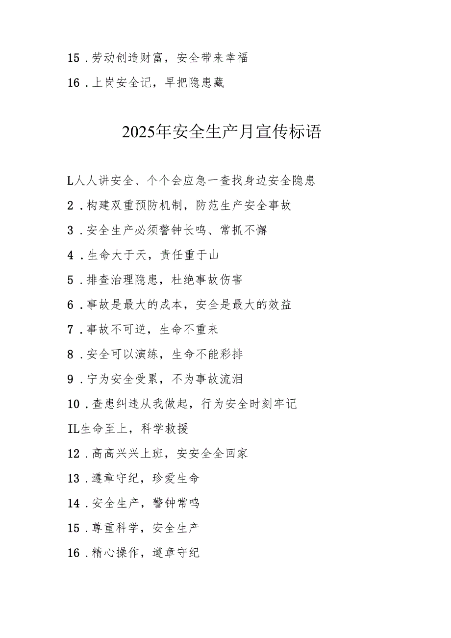 2025年全国《安全生产月》活动宣传标语 （5份）82.docx_第2页