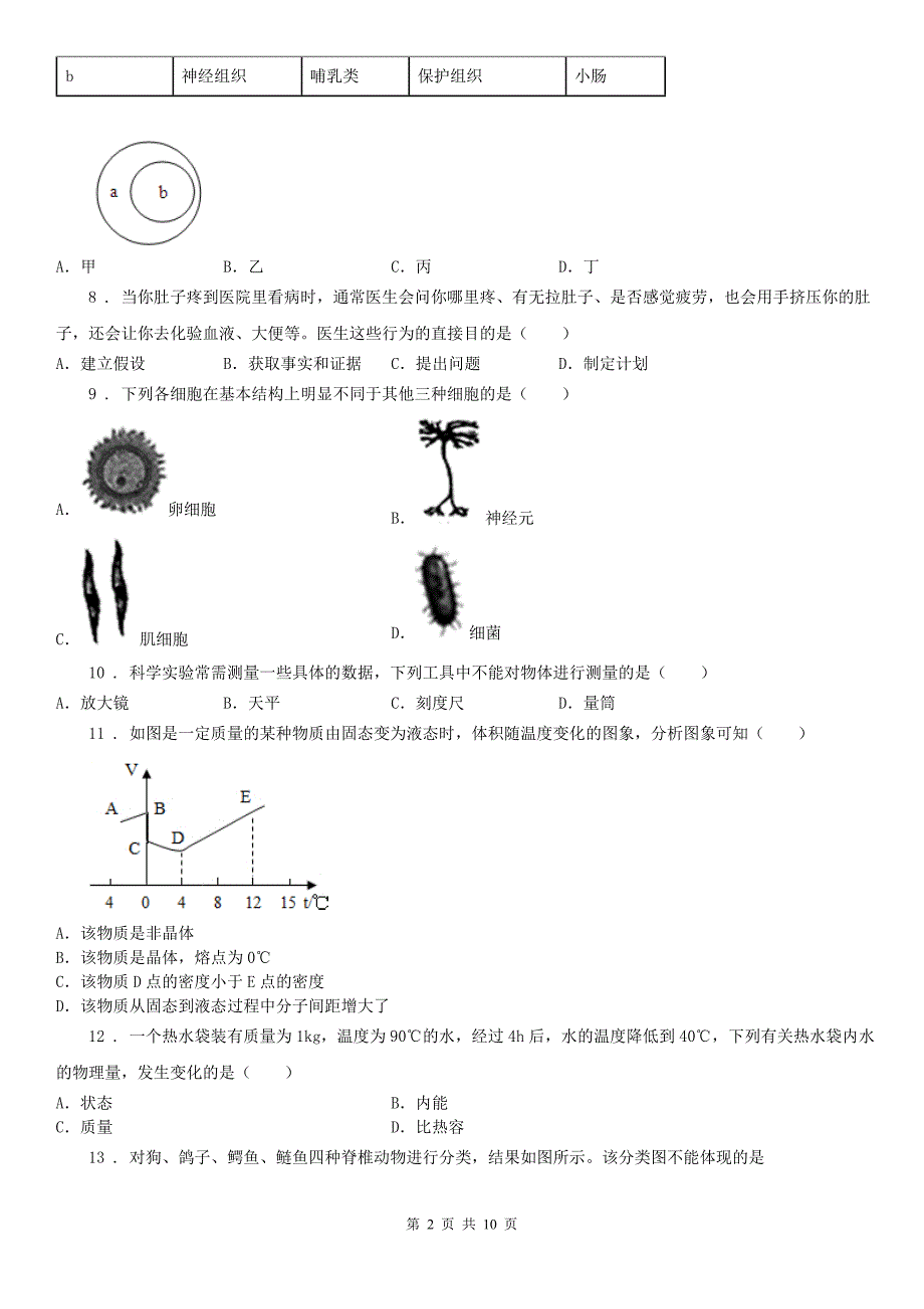 沪教版2020七年级上学期期末科学试题检测.doc_第2页
