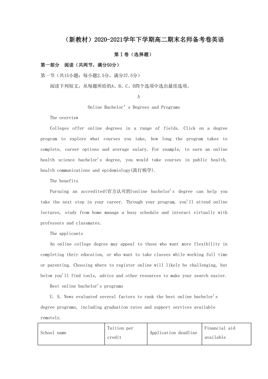 新教材20202021高二英语下学期期末备考金卷含答案.docx_第1页