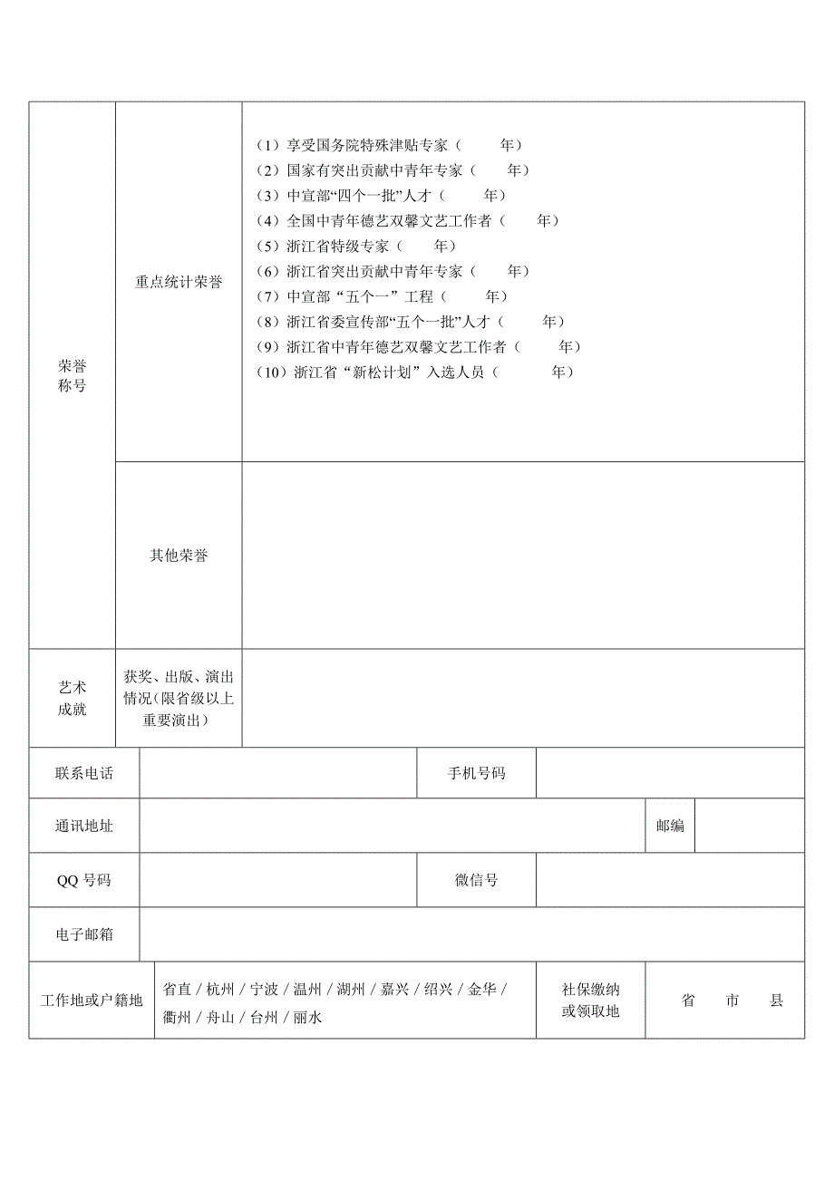 浙江省音乐家协会会员信息采集表.doc_第2页