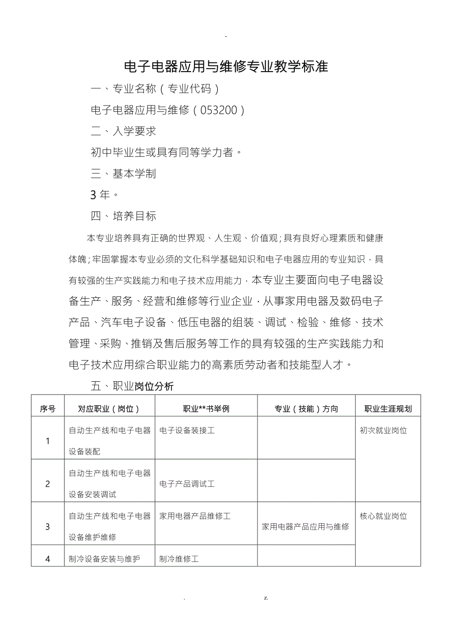 电子电器应用及维修专业教学标准.doc_第1页