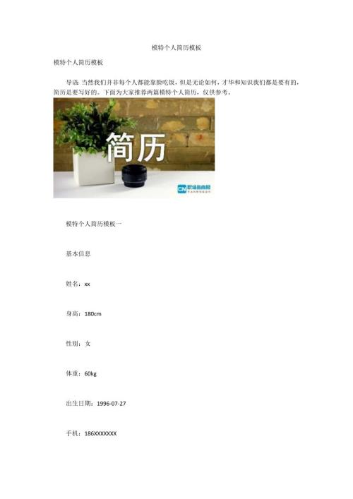 模特个人简历模板.docx