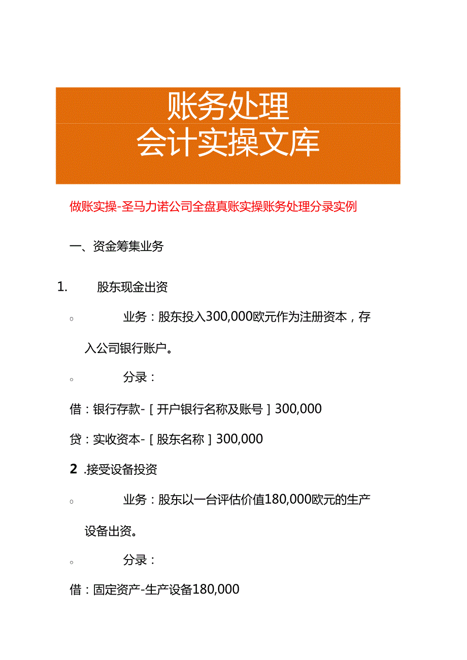 做账实操圣马力诺公司全盘账务处理分录实例.docx_第1页