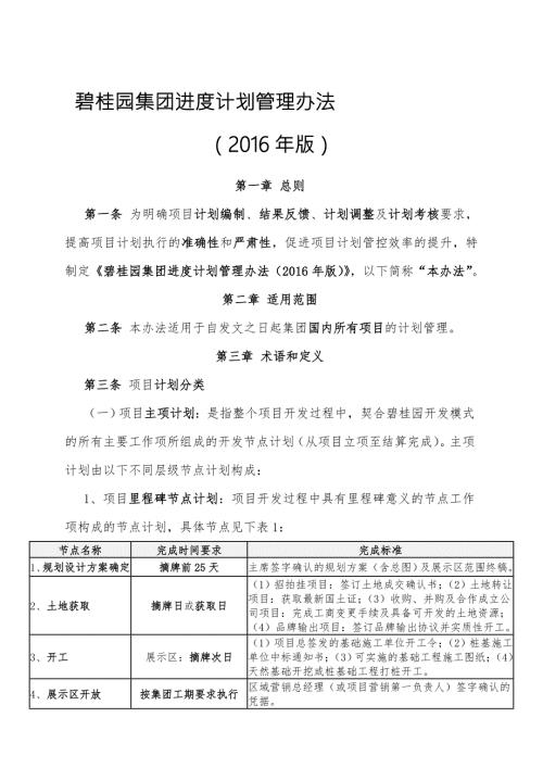 碧桂园集团进度计划管理办法版.doc