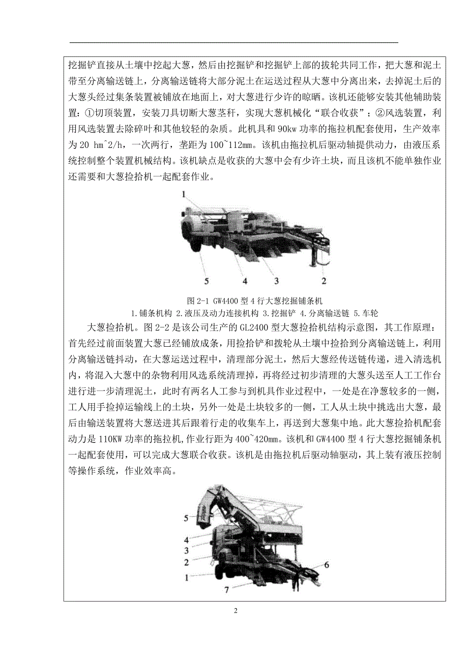 新型的大葱收获机的设计自走式大蒜收获机开题报告.doc_第2页