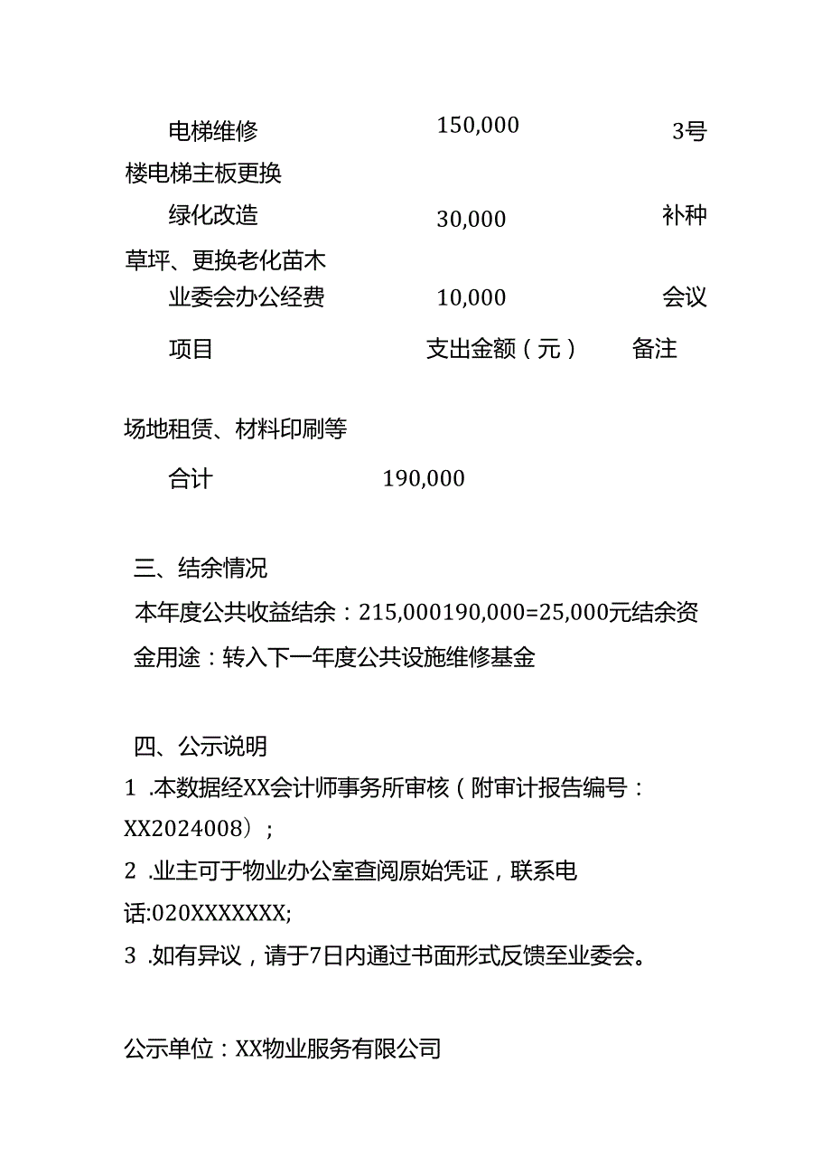 小区年度公共收益收支情况说明-模板.docx_第3页