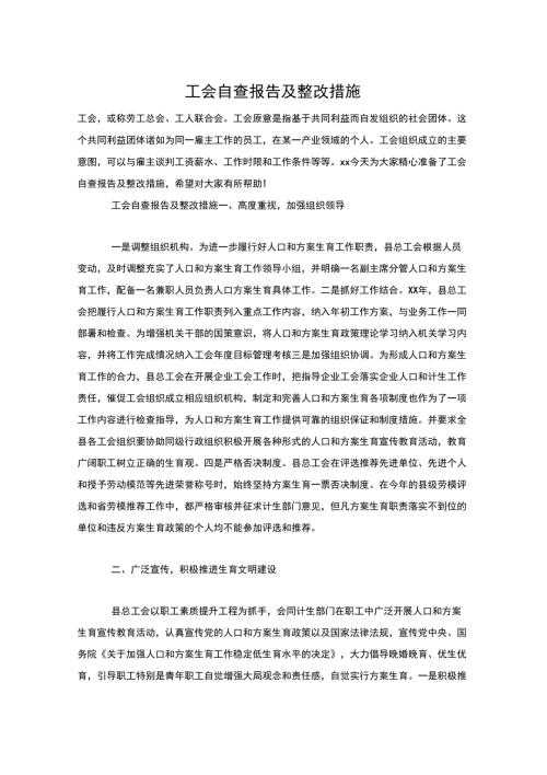 工会自查报告及整改措施.docx