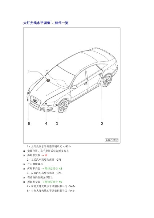 新奥迪A6LC6维修资料大灯光线水平调整部件一览.doc