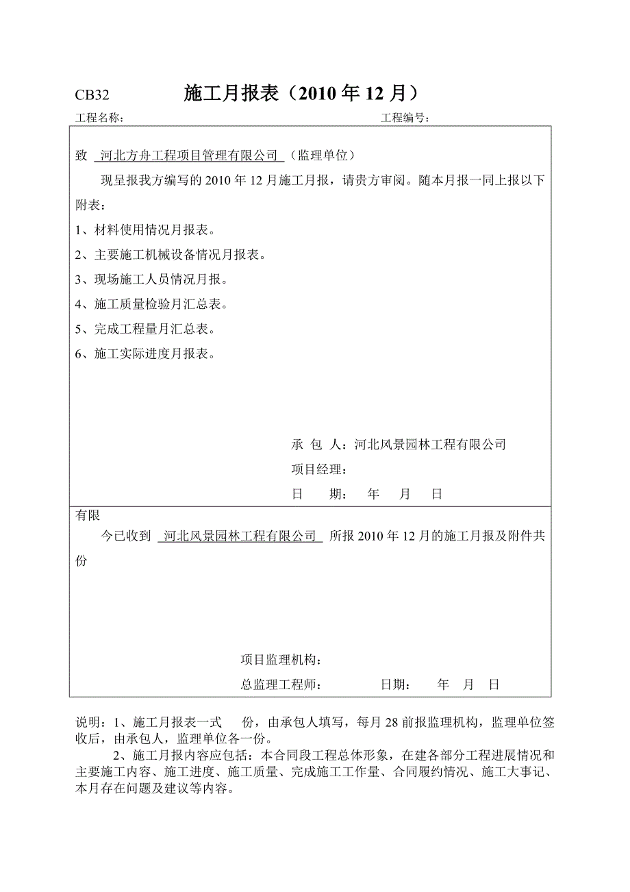 月报表格式大全工程类word版即可填写.doc_第1页