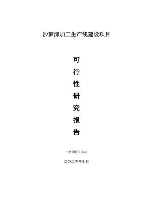 沙棘深加工生产建设项目可行性研究报告.doc