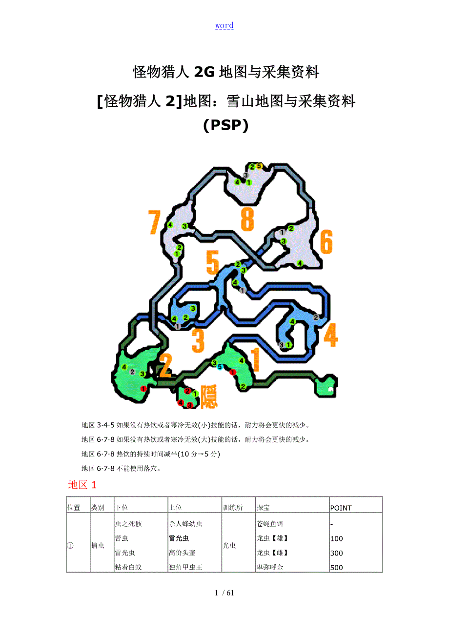 怪物猎人2G地图及采集资料.doc_第1页