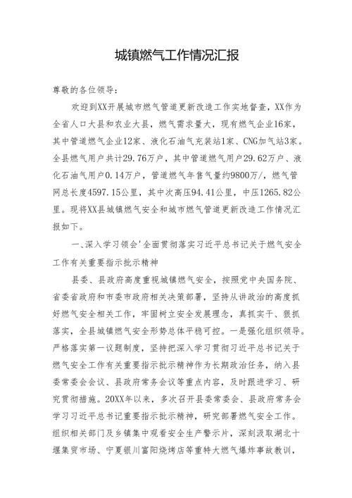 城镇燃气工作情况汇报.docx