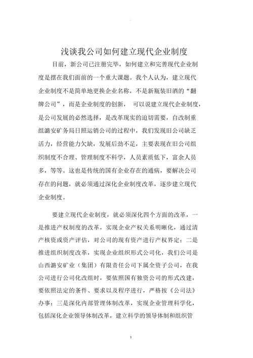 浅谈我公司如何建立现代企业制度.docx