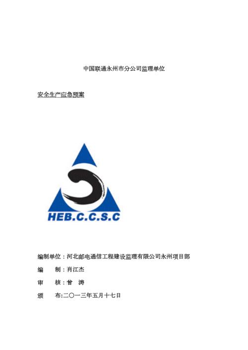 某市分公司监理单位安全生产应急预案.docx