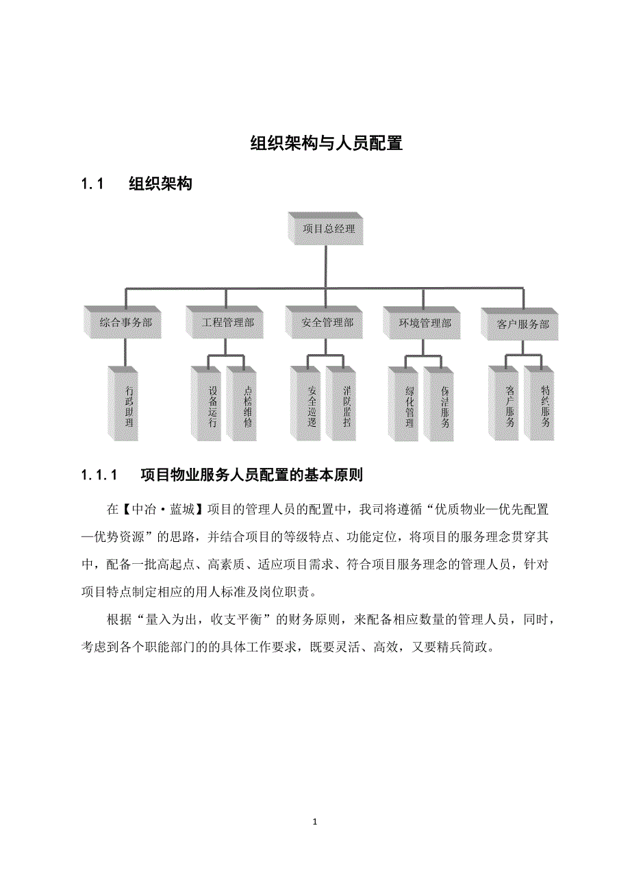 物业公司组织架构与人员配置完整版.docx_第1页