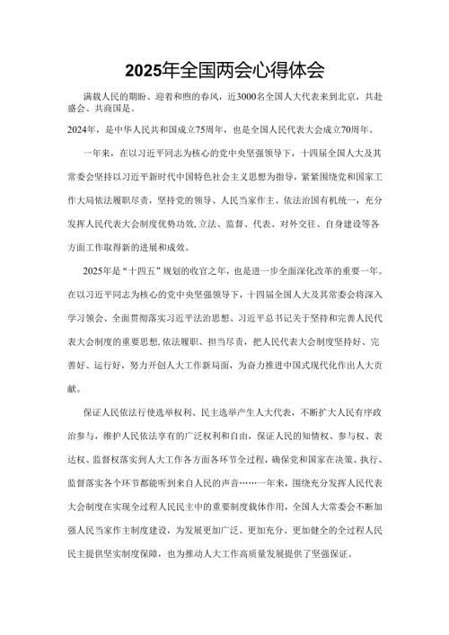 2025年学习全国两会精神发言稿.docx