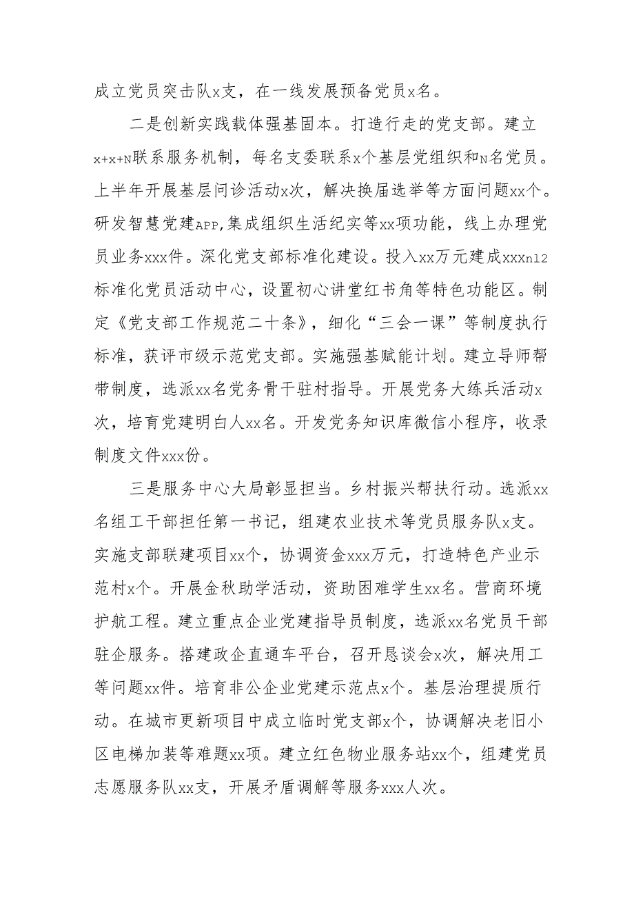 开展2025年上半年《党建工作总结》及下一步工作打算（3份）_53.docx_第2页