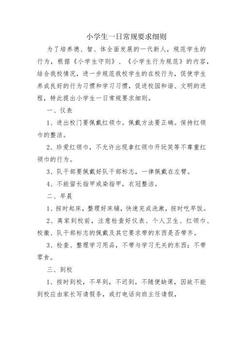 小学生一日常规要求细则.docx