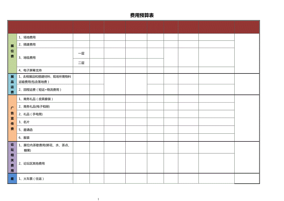 展会预算表格参考.doc_第1页