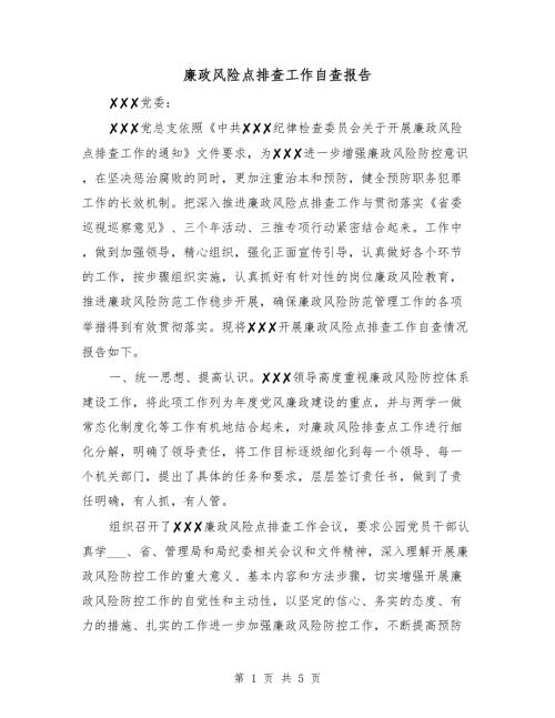 廉政风险点排查工作自查报告.doc